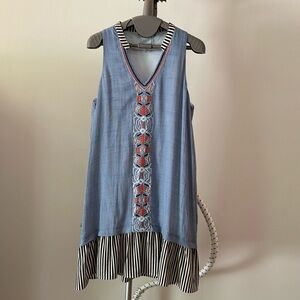 Light blue v neck shift dress